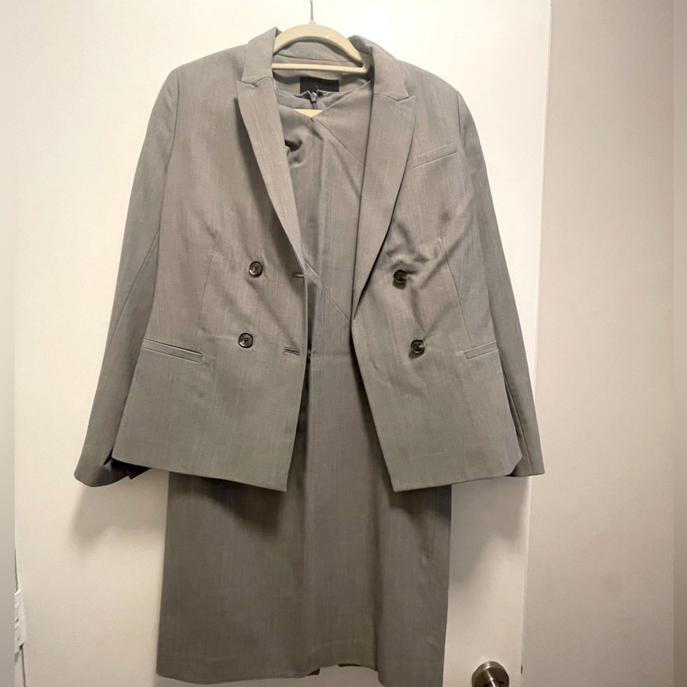 Ann Taylor grey suit dress w/ matching blazer